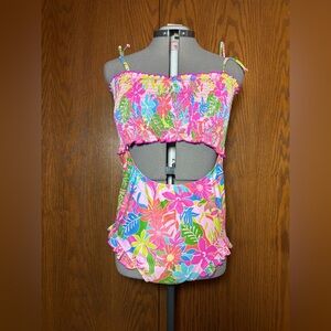 Power 2 the Flower Tropical Floral Cutout Swimsuit - XL